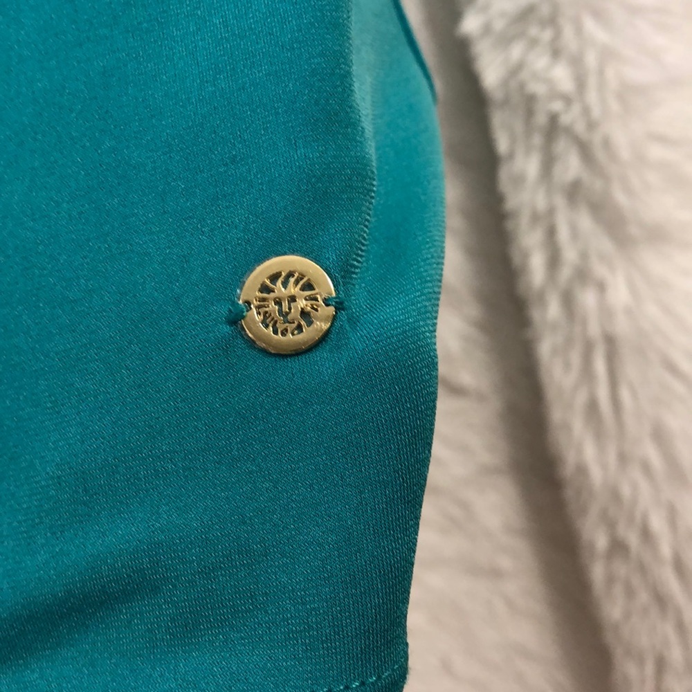 Anne Klein Dark Teal Lapis Sleeveless Blouse with Keyhole Cutout in Front - Picture 5 of 8